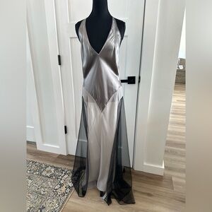 Rare Victoria Secret Elegant Silver and Black Sheer Gown Size Large New With Tag